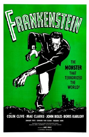 Frankenstein (1931), One Sheet (27'' x 41'') R-1960s Green.