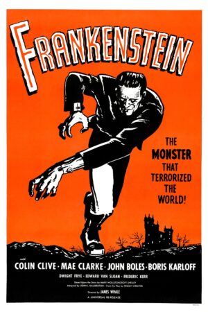 Frankenstein (1931), One Sheet (27'' x 41'') R-1960s Orange.